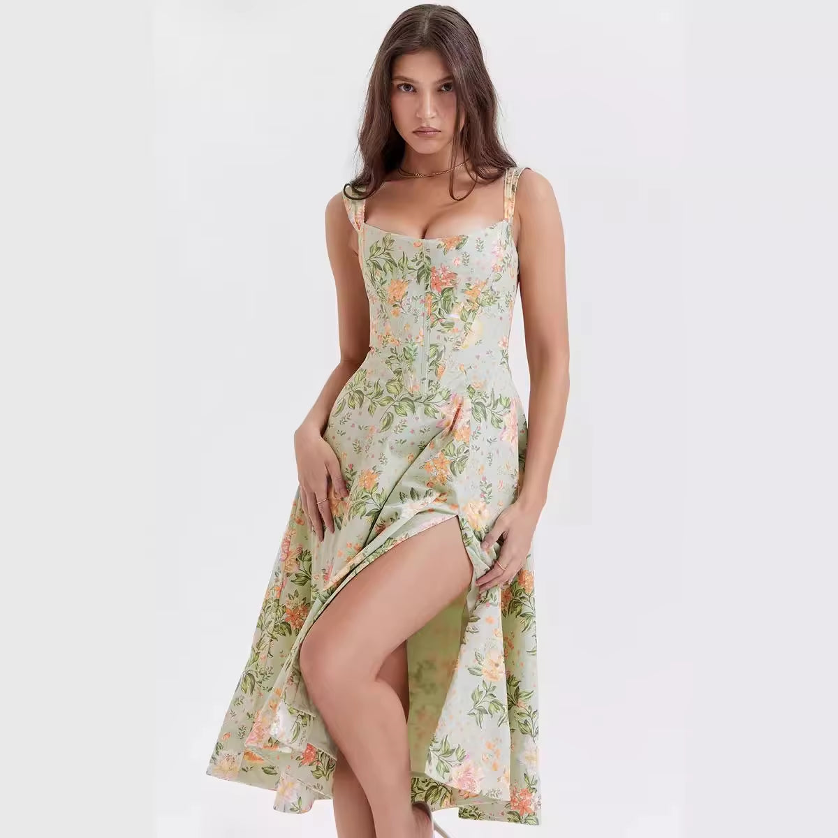 Elegant Women Sexy Temperament Printed Slip Dress